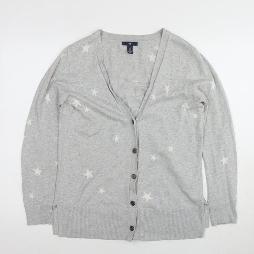 Gap Women's Grey Star V-Neck Cardigan, Size S