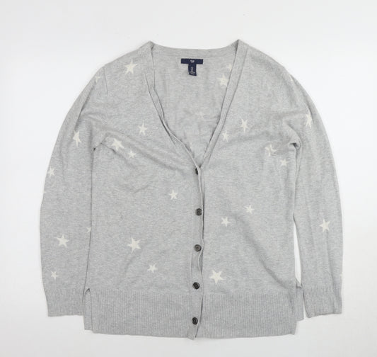 Gap Women's Grey Star V-Neck Cardigan, Size S