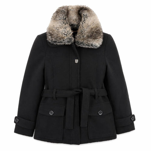 Brave Soul Women's Black Fur Trim Coat Size L