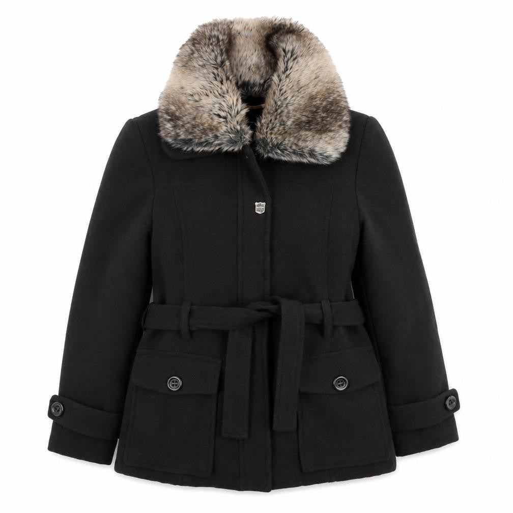 Brave Soul Women's Black Fur Trim Coat Size L