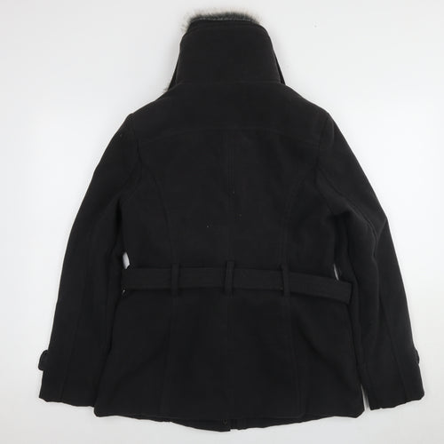 Brave Soul Women's Black Fur Trim Coat Size L