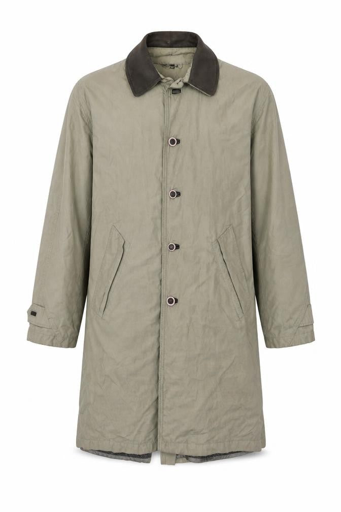Front view of VD One Men's Grey Long Cotton Coat M