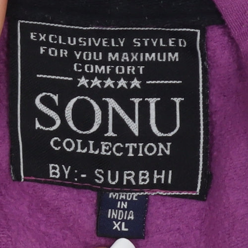 Sonu Collection Women's XL Purple Polka Dot Full Zip Hoodie
