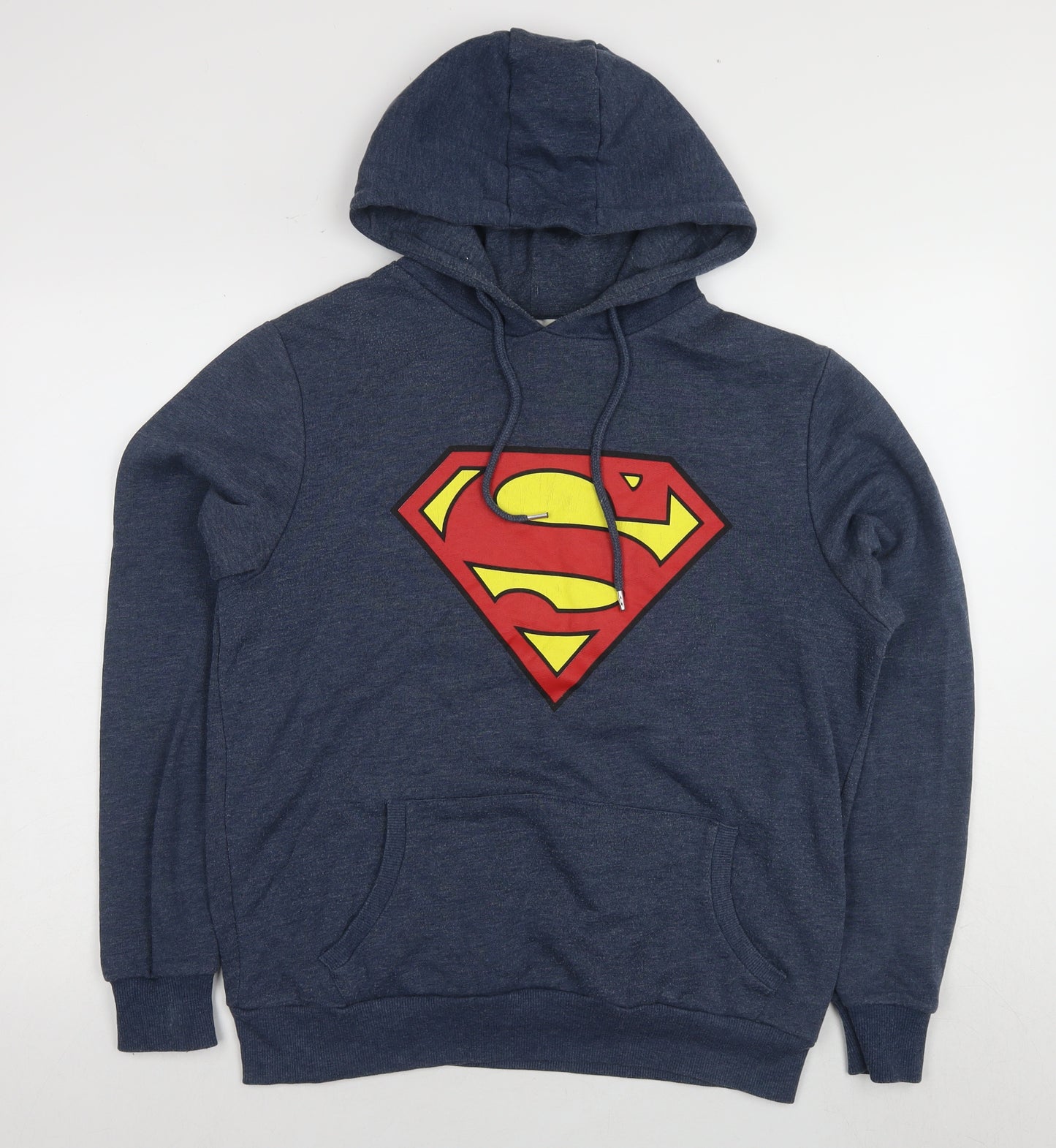 Superman Men's Blue Pullover Hoodie, L, Logo Style