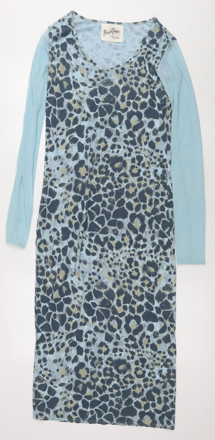 Post Card Women's Blue Animal Print Dress Size 2