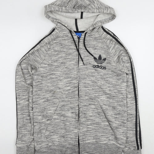 Adidas Men's Grey Full Zip Hoodie, Regular M