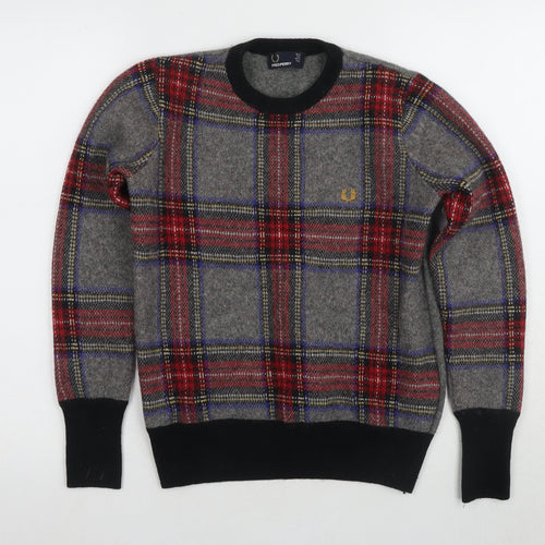 Fred Perry Women's Multicoloured Plaid Jumper Size 10