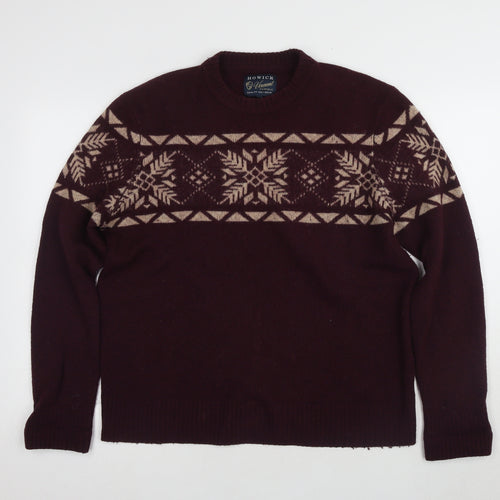 Howick Men's Red Fair Isle Wool Pullover Jumper L