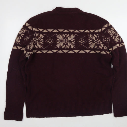 Howick Men's Red Fair Isle Wool Pullover Jumper L