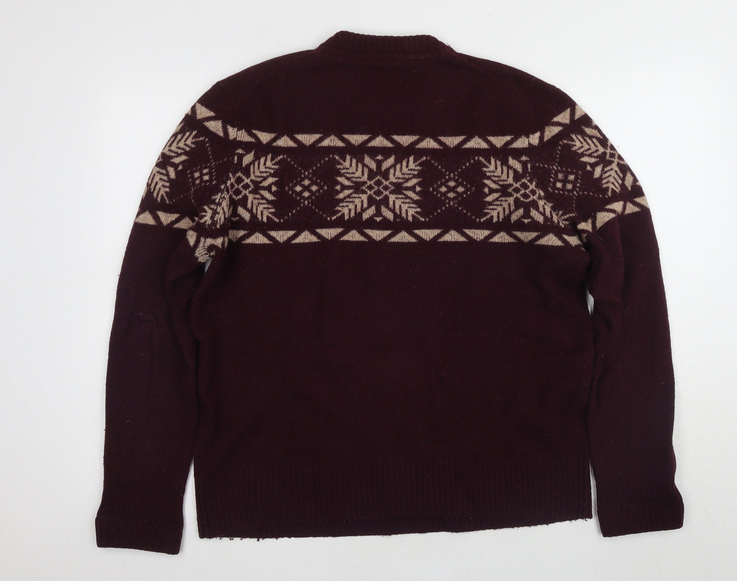 Howick Men's Red Fair Isle Wool Pullover Jumper L