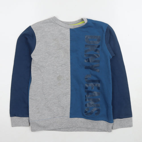 DKNY Jeans Boys Blue Grey Pullover Sweatshirt, Size 8 Years