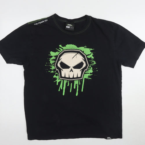 No Fear Men's Black Skull Graphic T-Shirt, L, Casual Style