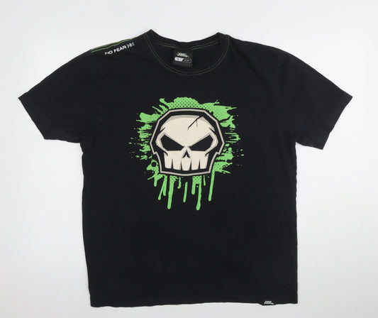 No Fear Men's Black Skull Graphic T-Shirt, L, Casual Style