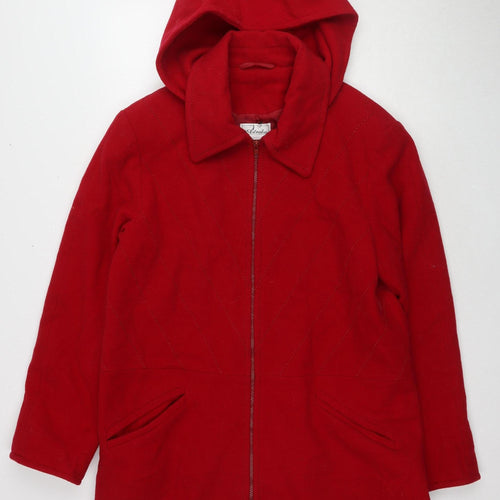 Astraka Women's Red Quilted Hooded Coat, Size S