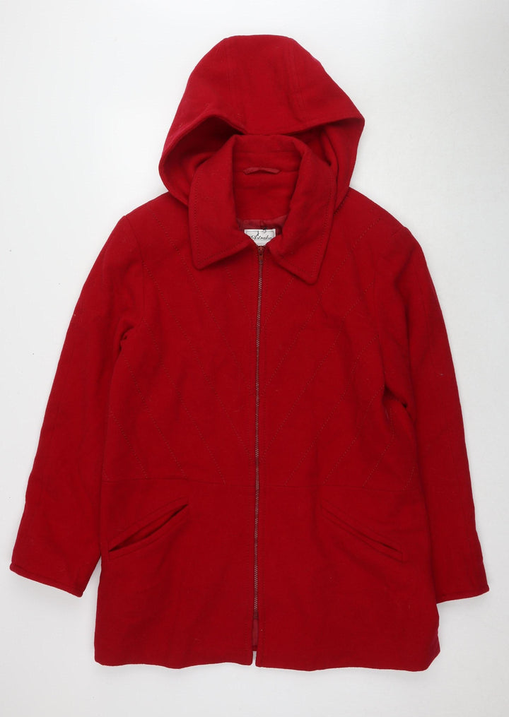 Astraka Women's Red Quilted Hooded Coat, Size S