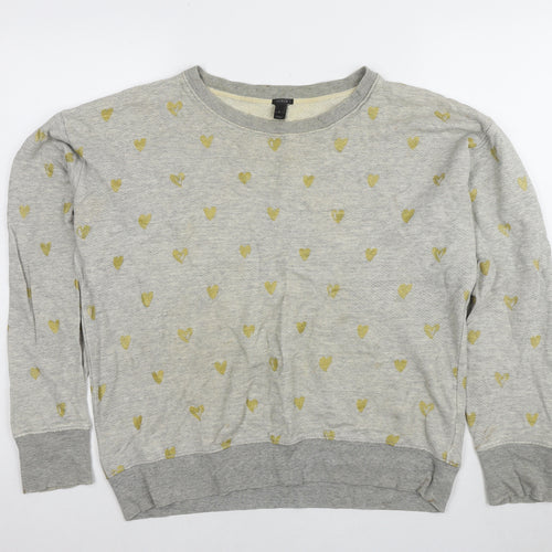J.Crew Women's Grey Crew Neck Sweatshirt, Heart Print, Size S