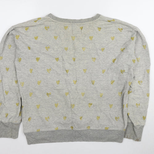 J.Crew Women's Grey Crew Neck Sweatshirt, Heart Print, Size S