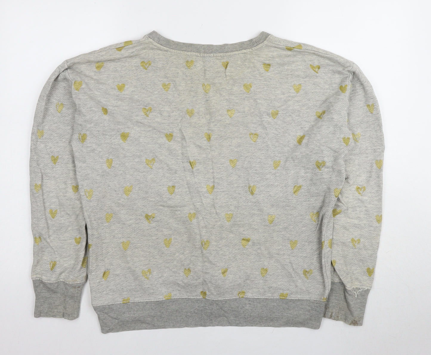 J.Crew Women's Grey Crew Neck Sweatshirt, Heart Print, Size S