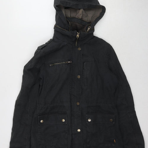 FatFace Women's Black Parka Jacket - Size 10, Hooded