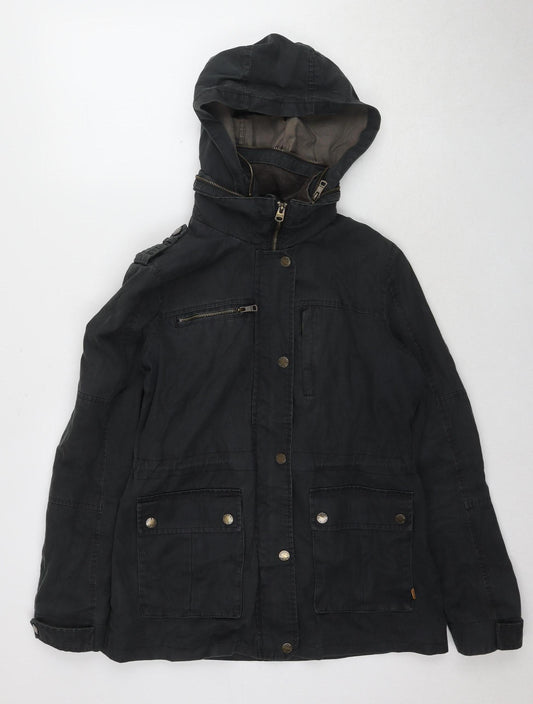 FatFace Women's Black Parka Jacket - Size 10, Hooded