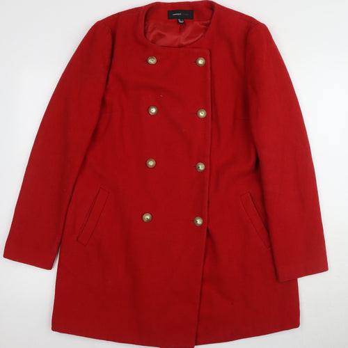 Mango Women’s Red Pea Coat Size 10 Elegant Wool Blend