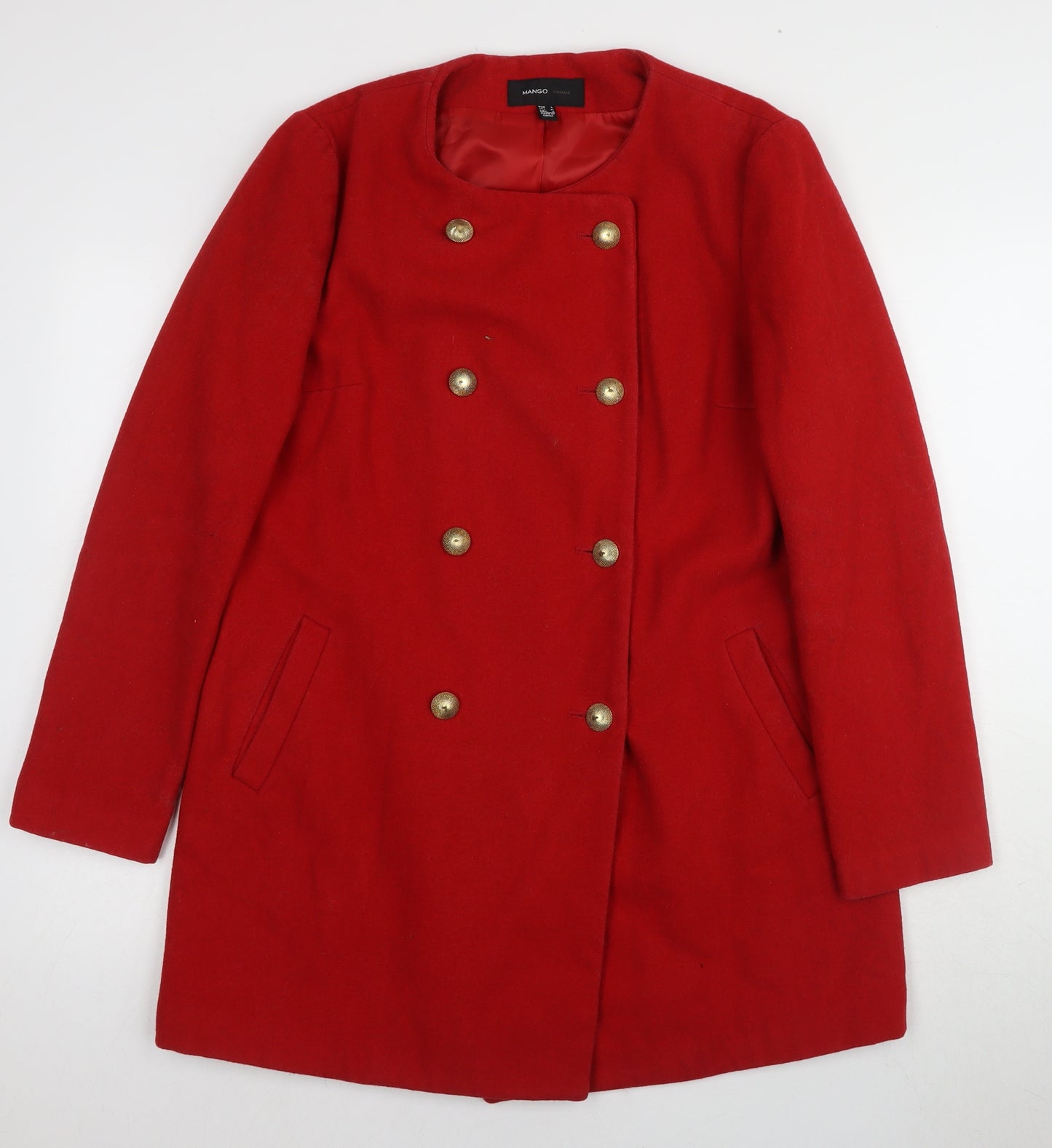 Mango Women’s Red Pea Coat Size 10 Elegant Wool Blend