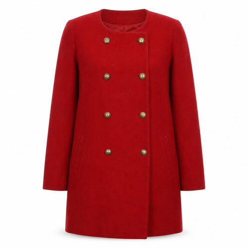 Mango Women’s Red Pea Coat Size 10 Elegant Wool Blend