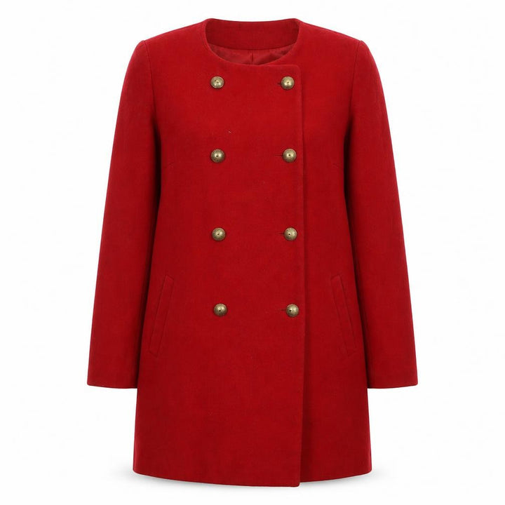Mango Women’s Red Pea Coat Size 10 Elegant Wool Blend