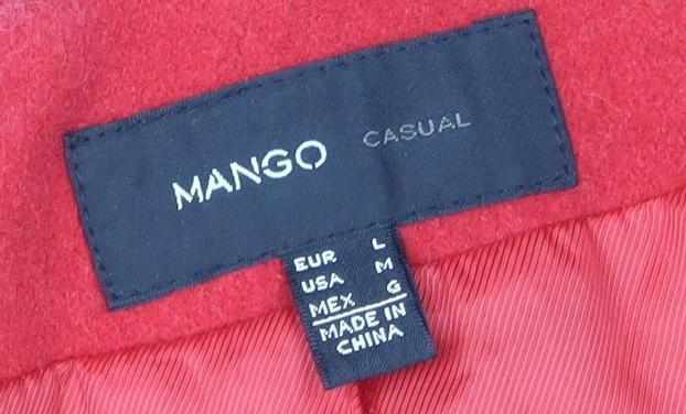 Mango Women’s Red Pea Coat Size 10 Elegant Wool Blend