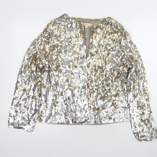 Monsoon Women's Sequin Bomber Jacket M Gold/Silver