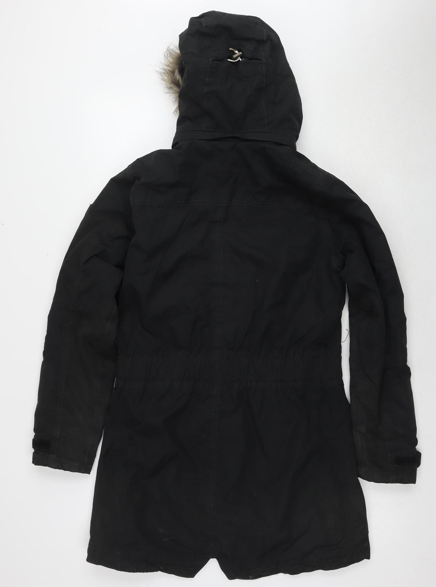 Regatta Women's Black Parka Coat Size 10 with Fur Trim