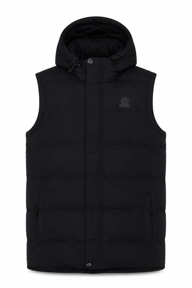 Front view of TOG24 Men's Black Hooded Puffer Jacket -, size S