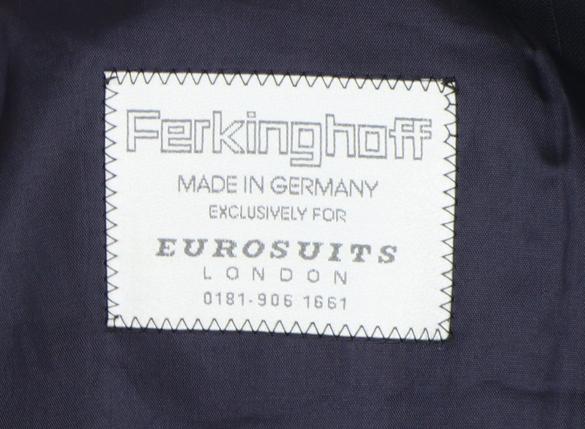 Ferkinghoff Men's Black Blazer Size 46R Single-Breasted