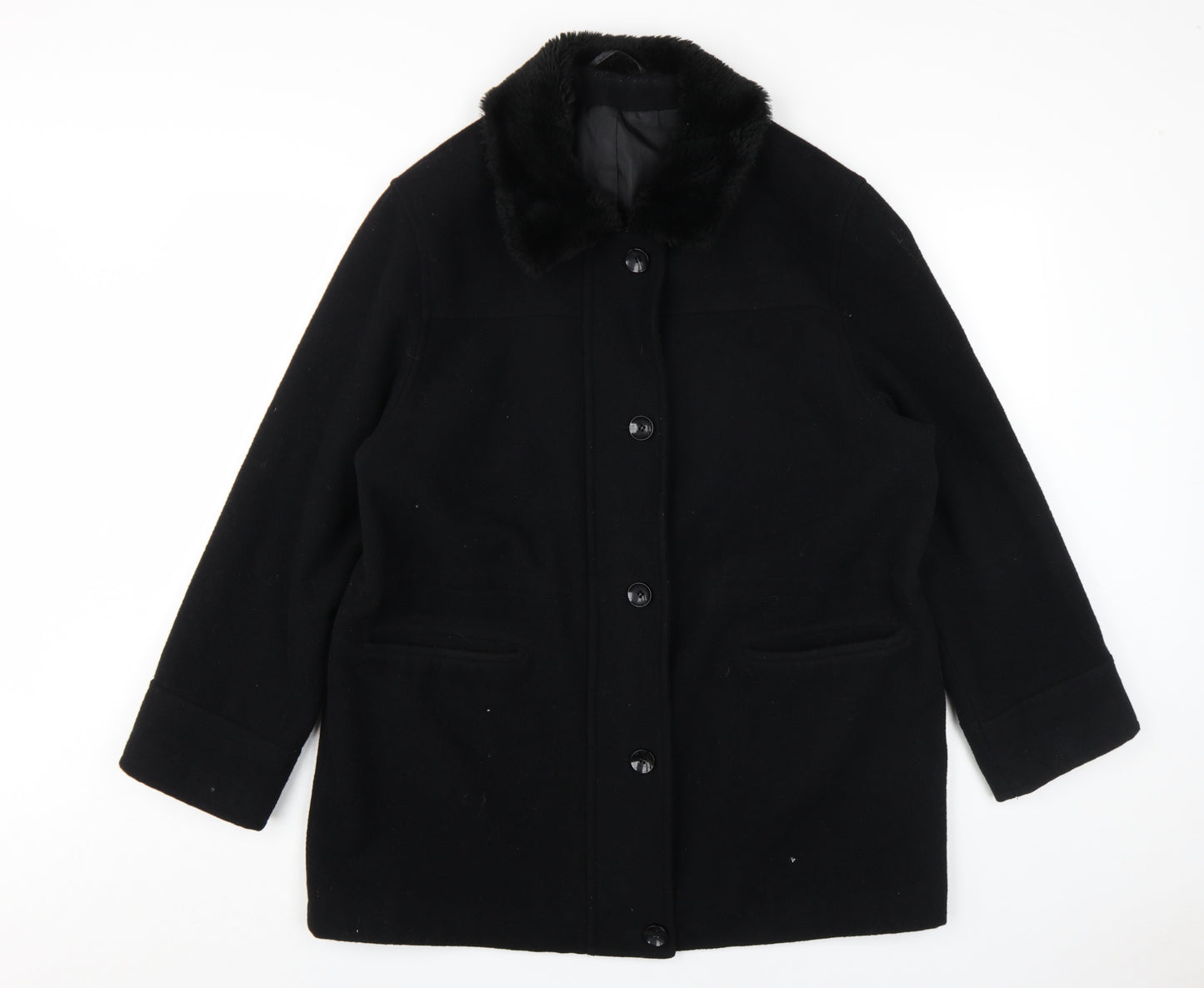 Richards Women's Black Wool Overcoat M, Winter Classic