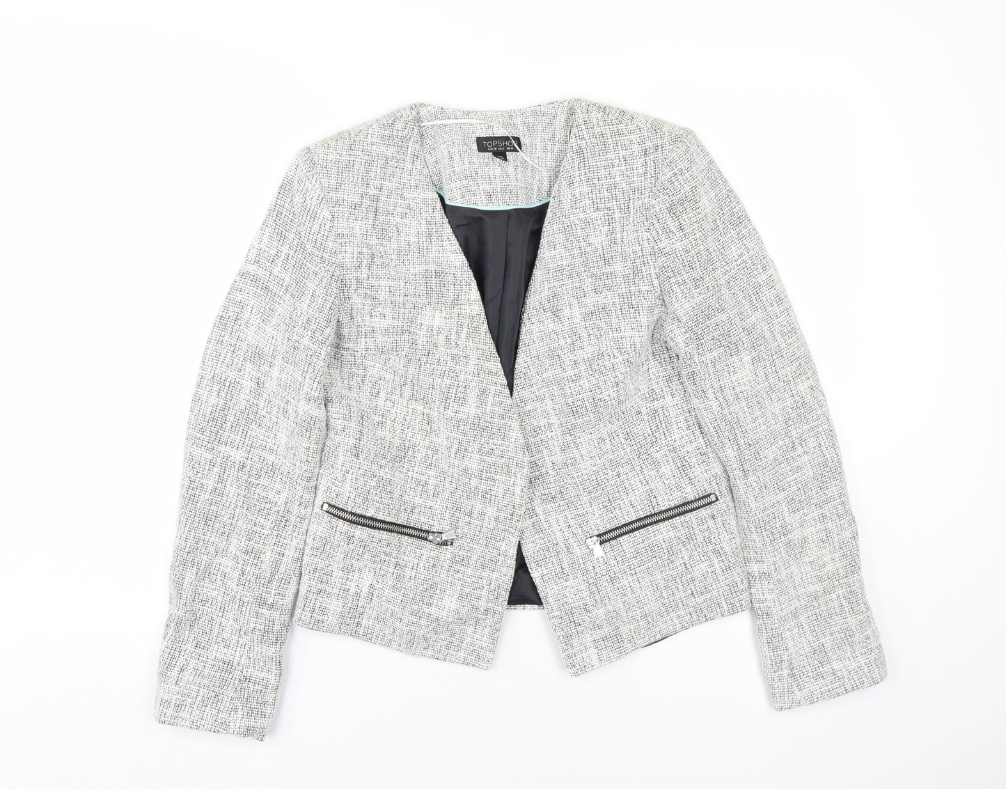 Topshop Women's Grey Tweed Blazer Size 10