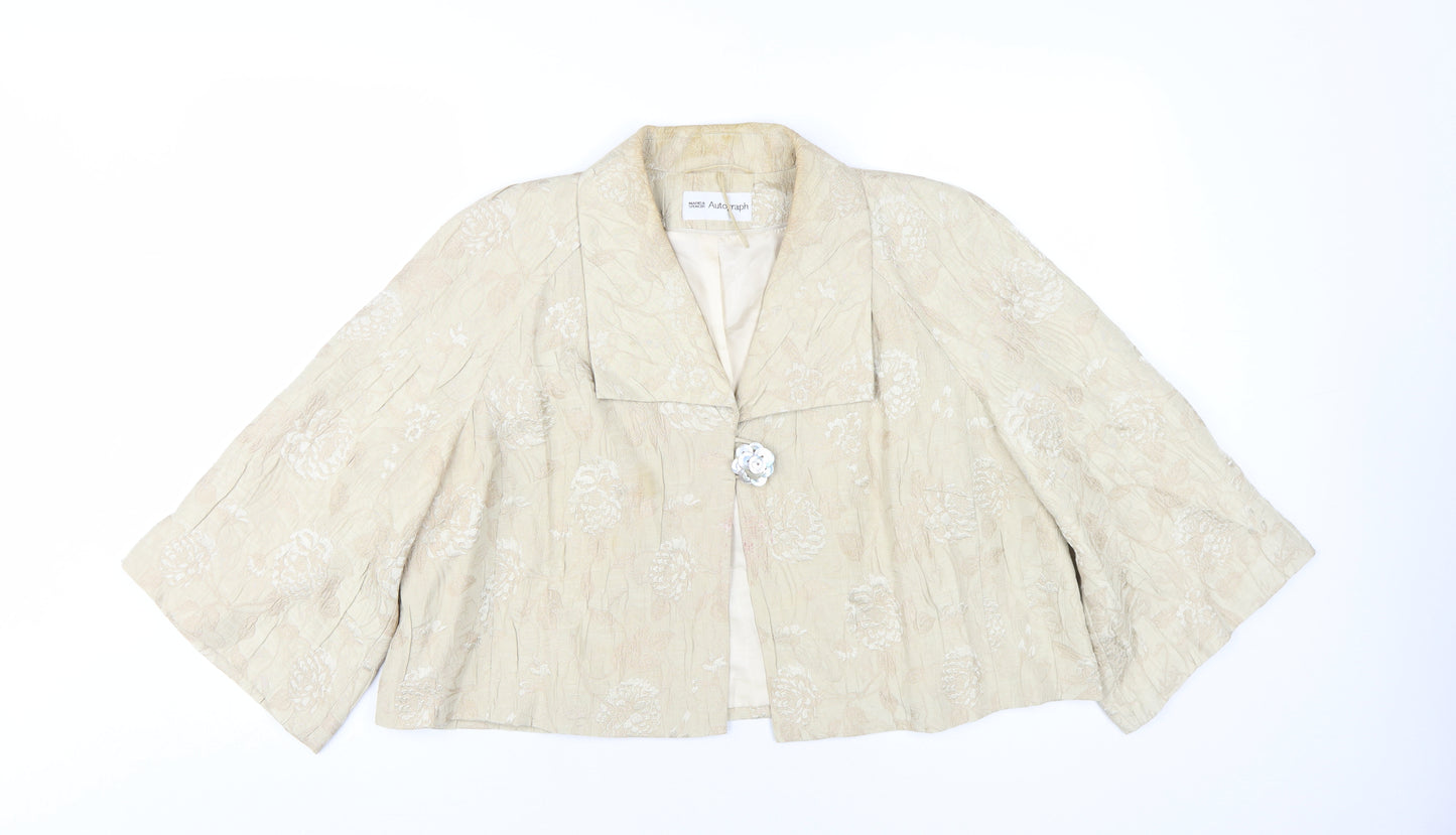 Marks and Spencer Women Gold Floral Jacket Size 18