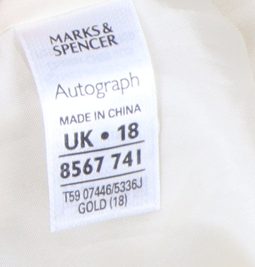 Marks and Spencer Women Gold Floral Jacket Size 18