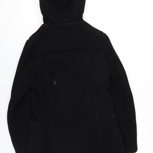 Topshop Women's Black Wool Duffle Coat Size 8