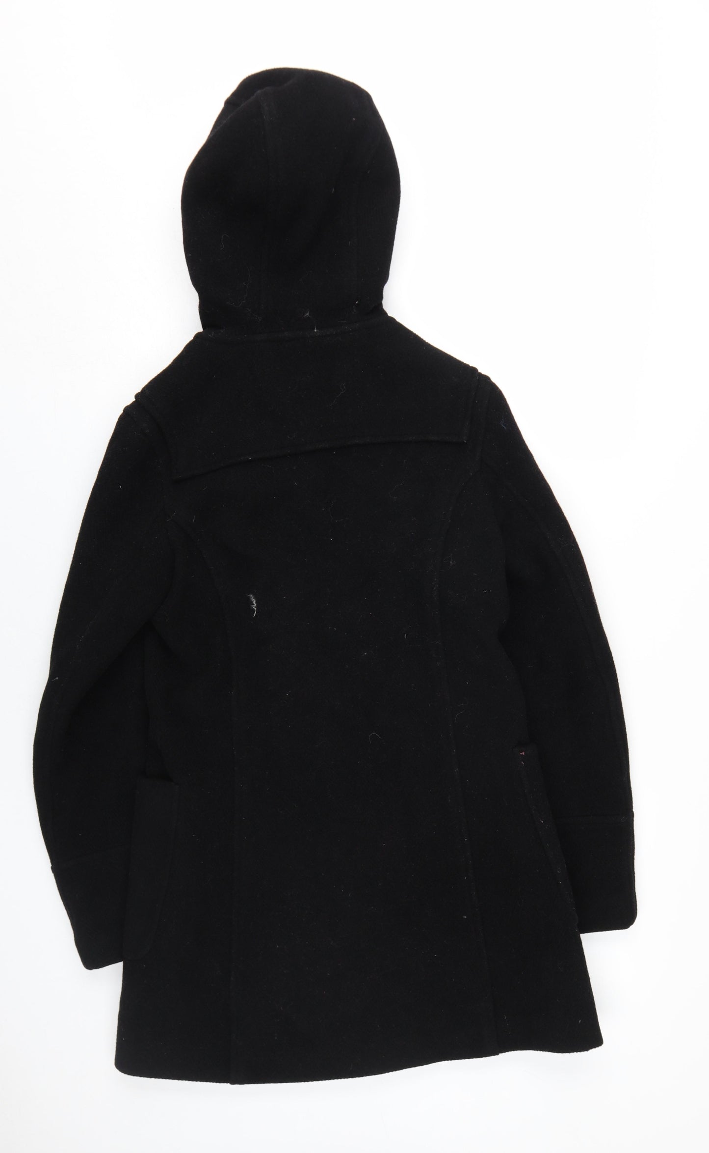 Topshop Women's Black Wool Duffle Coat Size 8