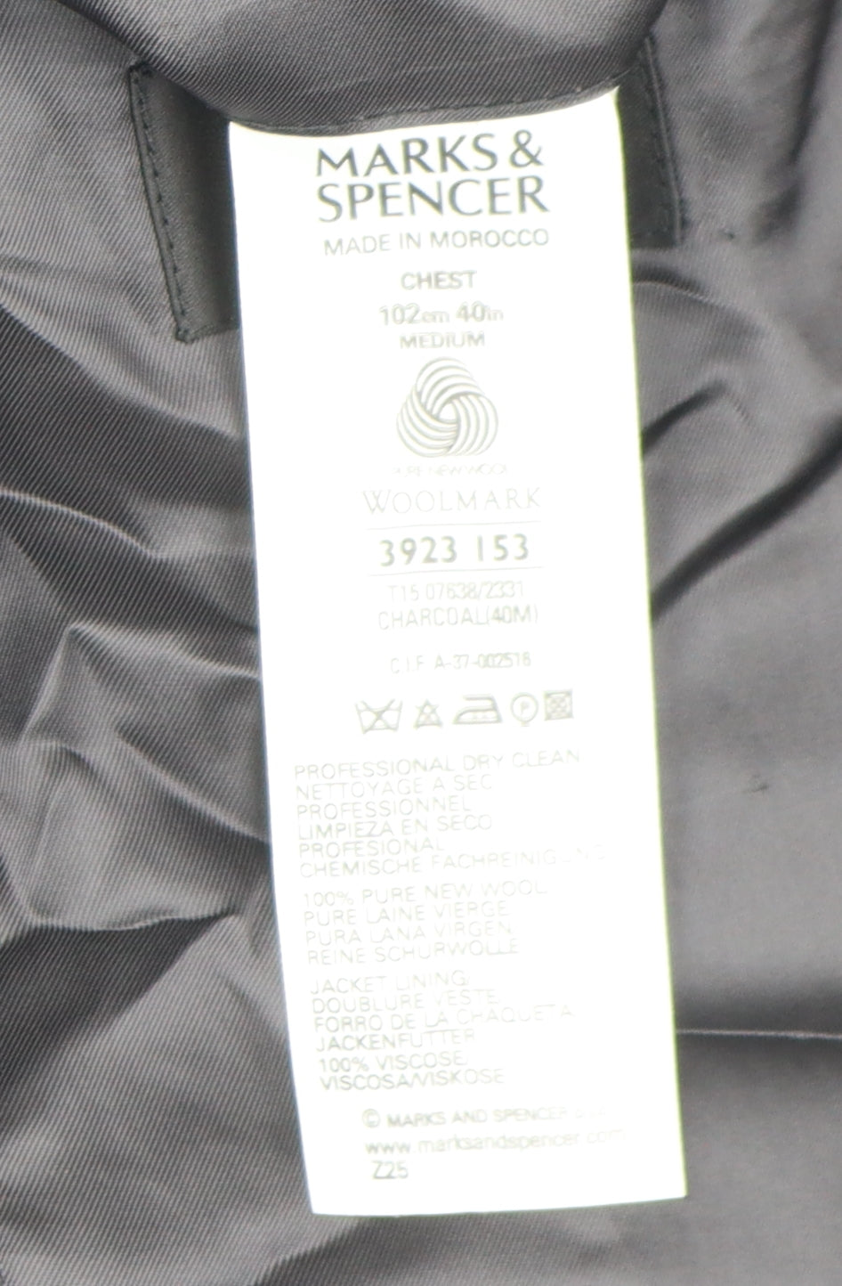 Marks and Spencer Men's Grey Wool Blazer, Size 40R, Regular Fit