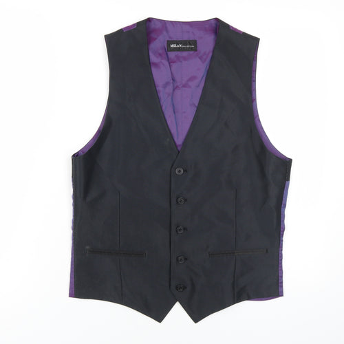 Milan Collection Men's Black Waistcoat, Size 36R