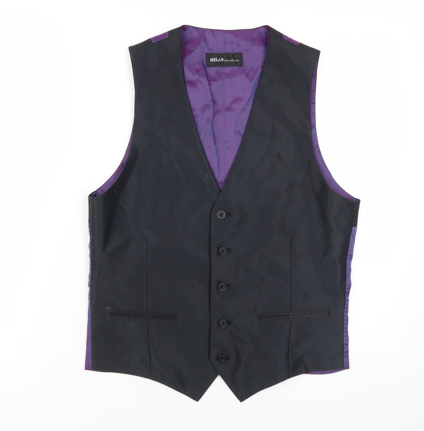 Milan Collection Men's Black Waistcoat, Size 36R
