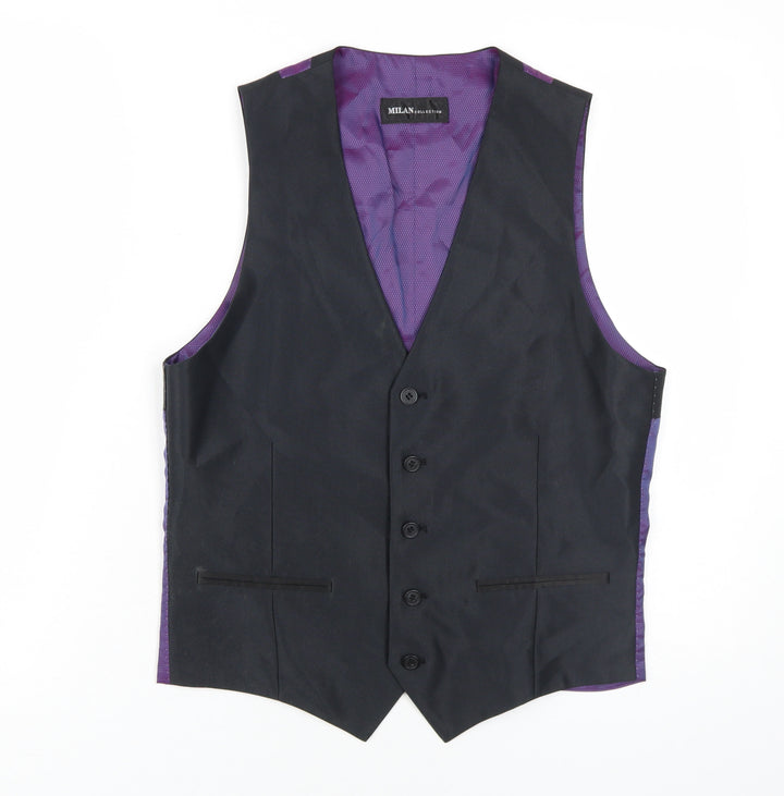 Milan Collection Men's Black Waistcoat, Size 36R