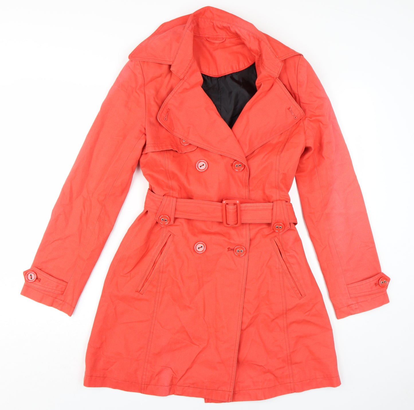 New Look Women's Red Trench Coat Size 10