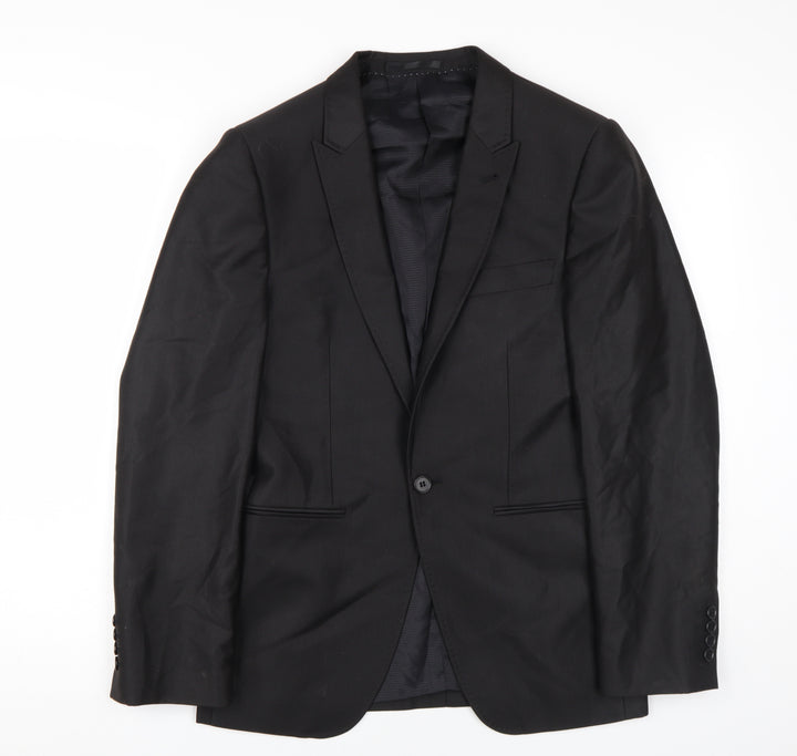 Milan Collection Men's Black Blazer 36S Regular Fit