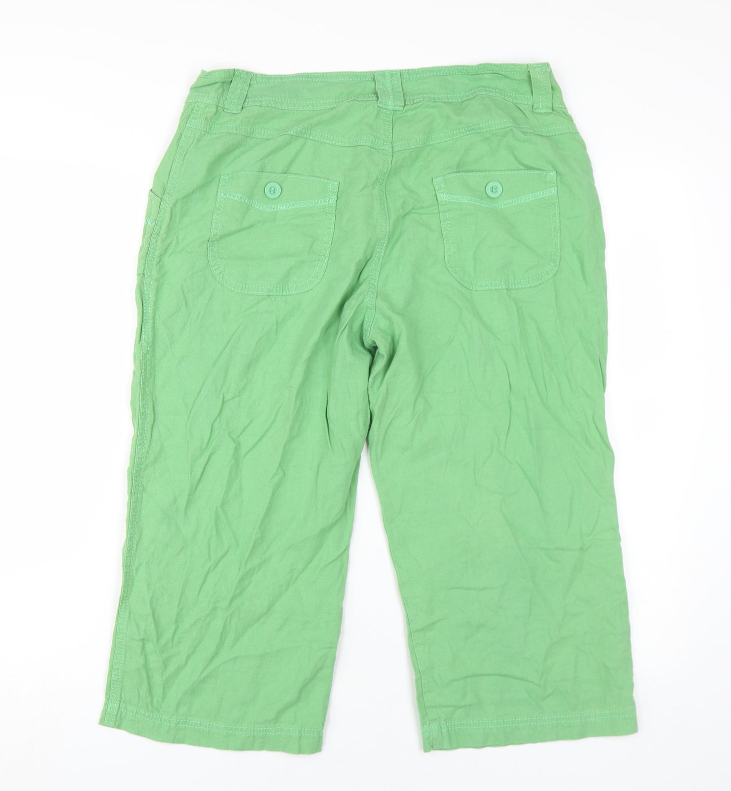 Marks & Spencer Women Green Cropped Trousers Size 14
