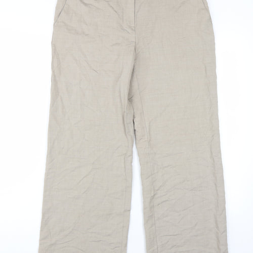 Marks and Spencer Women's Beige Wide-Leg Trousers, Size 12