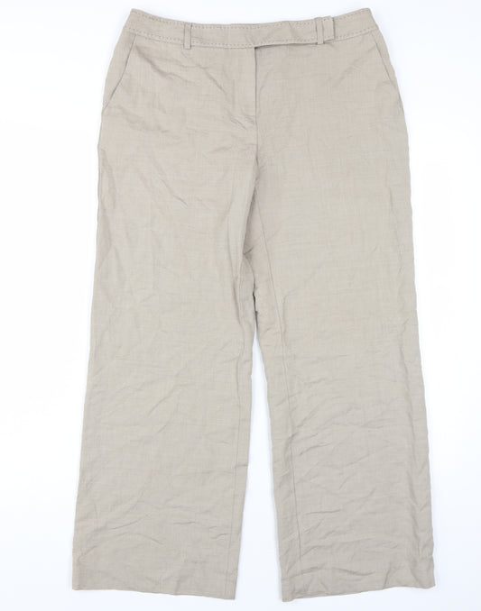 Marks and Spencer Women's Beige Wide-Leg Trousers, Size 12