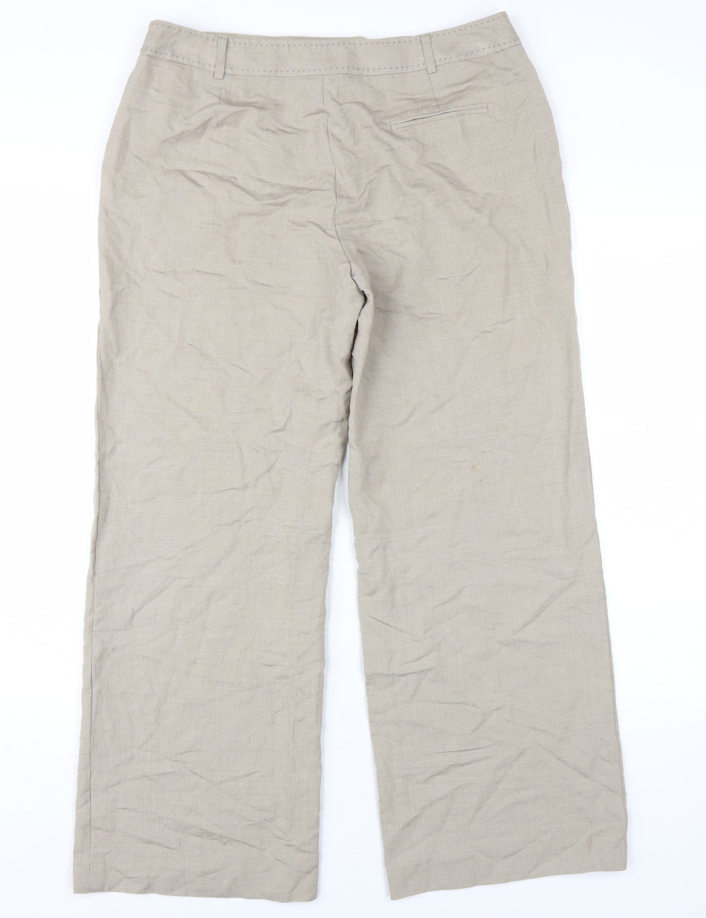 Marks and Spencer Women's Beige Wide-Leg Trousers, Size 12
