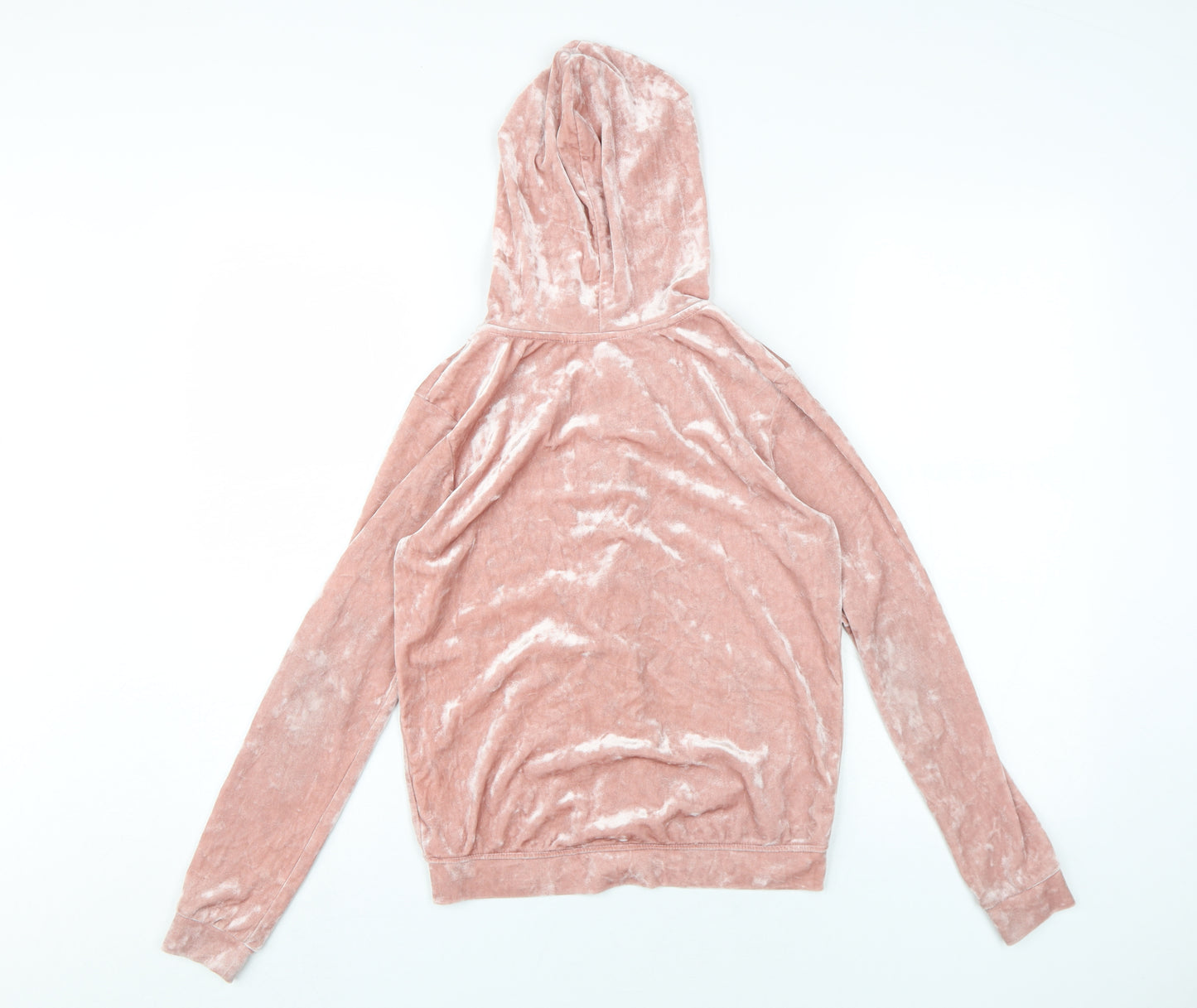H&M Girls Pink Velvet Hooded Full Zip Hoodie 12-13 Years